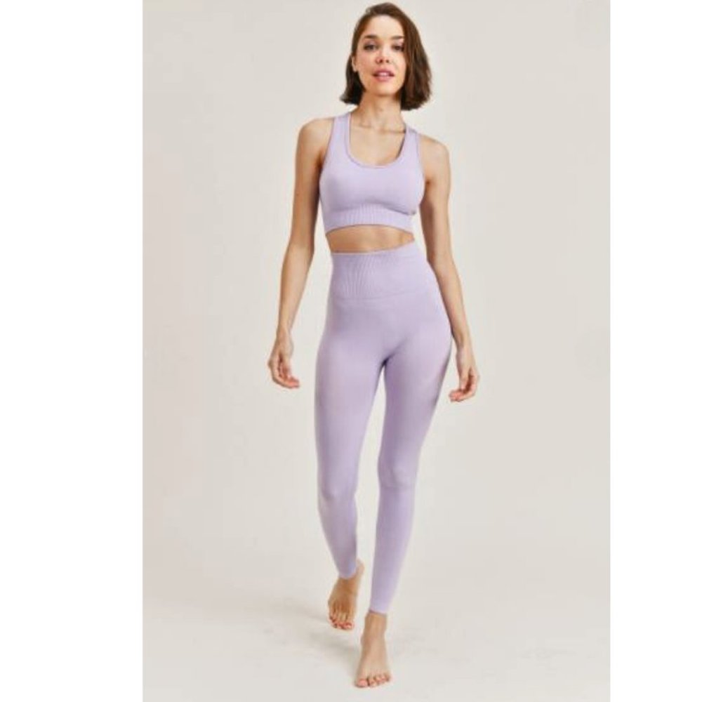 Lavender Seamless High Stretch Yoga Set